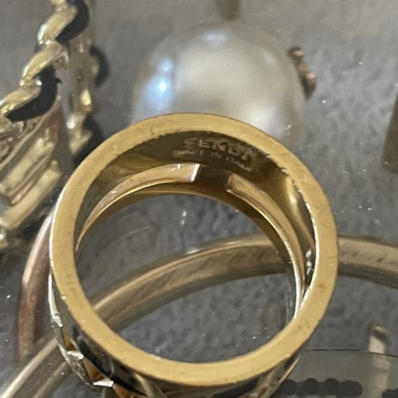 Pre Loved, Fendi Roma Double Band Monster Eyes Etched Ring. 9-1/4 - Picture 3 of 7